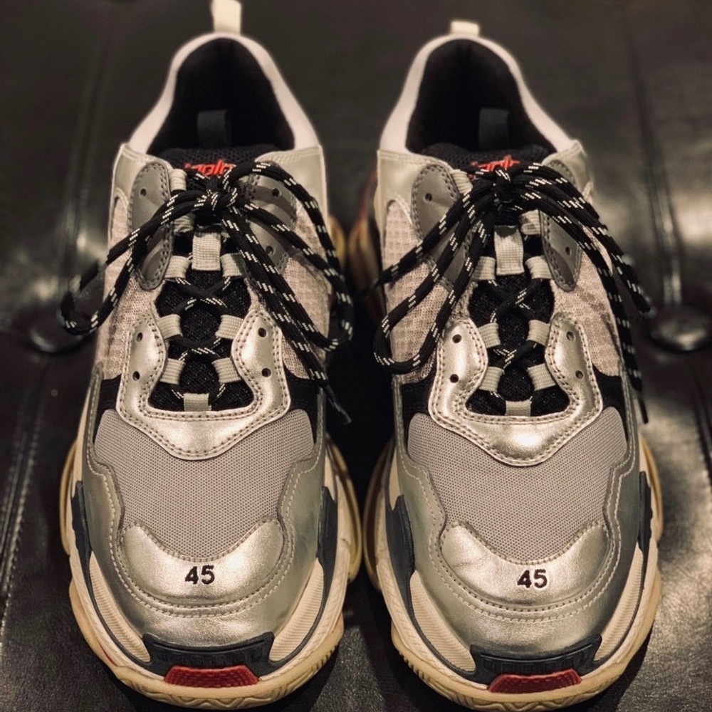 Balenciaga Triple S Retro Sneakers Noir Argent Multi | Men’s Size 12 (EU 45)